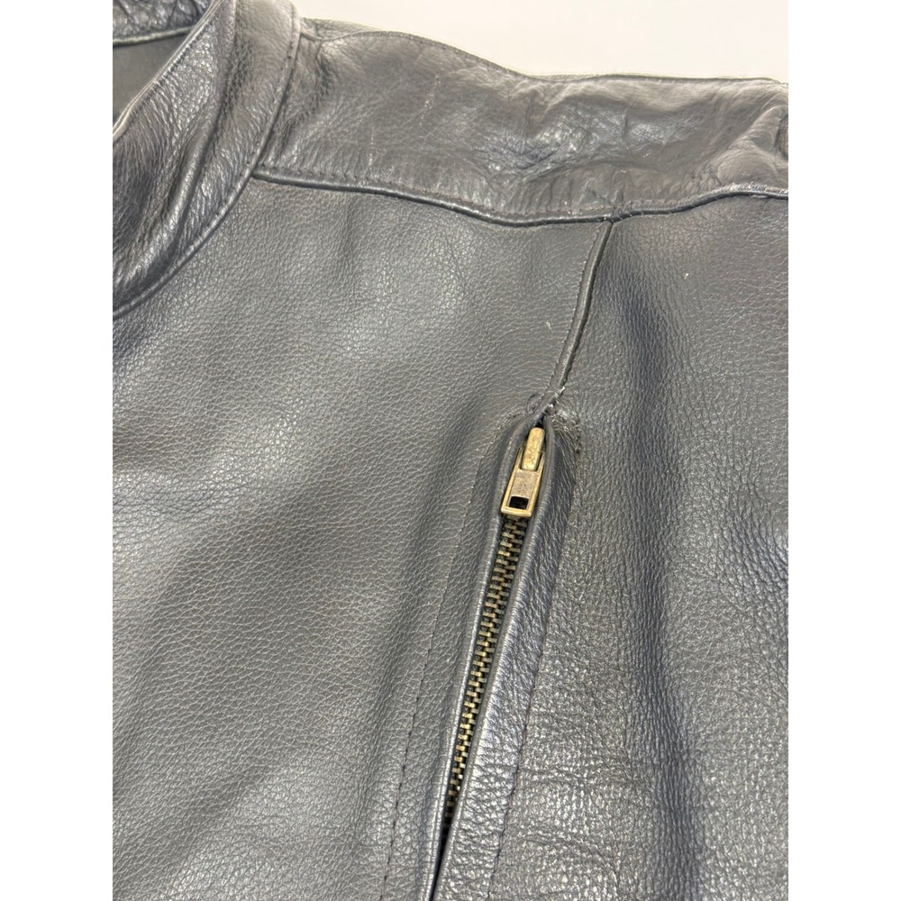 Leather King Black Hills Mens Black Leather Motorcycle Jacket Thinsulate Size 44 - Picture 4 of 15